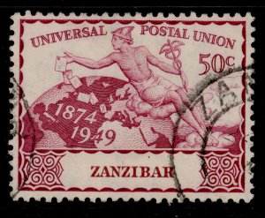 ZANZIBAR GVI SG337, 50c magenta, FINE USED.