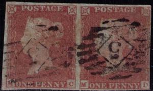 Great Britain # 3 Used VF plate 102 ,duplex 5 on pair 