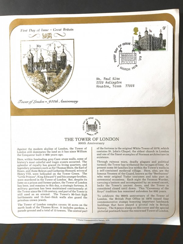 GB #831 Addressed FDC Tower of London