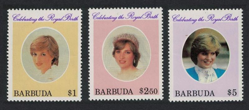 Barbuda Birth of Prince William of Wales 1st issue 3v SG#613-615