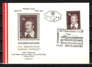 Austria, Scott cat. 880. Composer Thomas Koschat issue. First day cover. ^