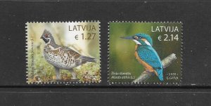 BIRDS - LATVIA #1052-3  KINGFISHER & GROUSE  MNH