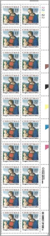 US 2244 - MNH Plate Block of 20 - 22¢ Christmas stamps.  FREE SHIPPING!!
