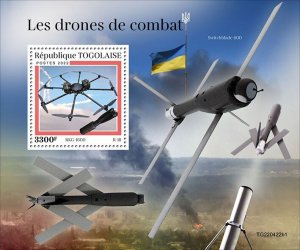 TOGO - 2022 - Combat Drones - Perf Souv Sheet #1 - Mint Never Hinged