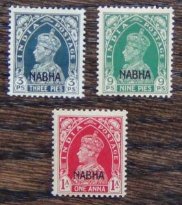 Indian States Nabha 1942 - 1945 values to 1A MM