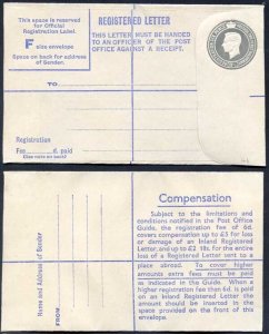 RP72 KGVI 8 1/2d Registered Envelope Size F fee of 6d on Back Big Letters