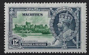 Mauritius KGV 12c Jubilee w/ diag. line by turret flaw. 1935. MH. SG 246f (a1263