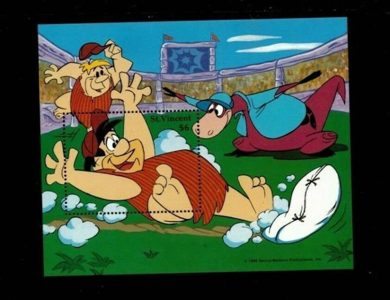 St. Vincent 1991 - Scott# 1474 - Flintstones - Baseball - Souvenir Sheet - MNH