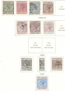 St Lucia 1883-98 m&u range incl 1883 ½d vgu, 1d unused c£170+ [9]