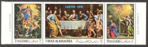 Ras Al Khaima UAE 1970 Art Paintings Eastern Strip of 3 MNH