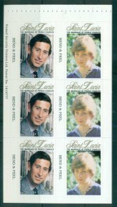 St Lucia 1981 Royal Wedding Charles & Diana P&S booklet pane MUH