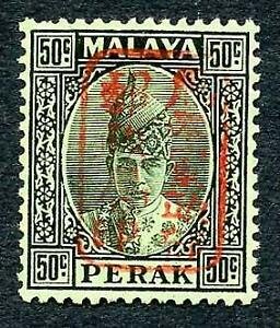 Jap Occ of Malaya SGJ202a Perak 50c with red opt U/M