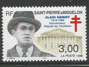 ST. PIERRE & MIQUELON 659, MNH STAMP, ALAIN SAVARY, GOVERNOR,TERRITORIAL DEPUTY