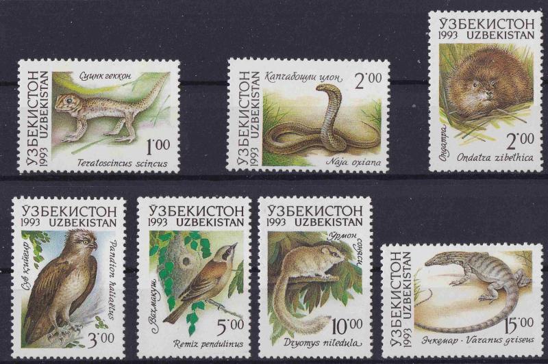 Uzbekistan 1993 #7-13 Complete Set MNH -- Animals