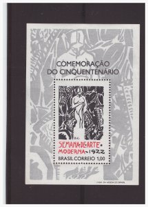 BRAZIL SC.1222 1972 POSTER FOR MODERN ART WEEK MNH S/S BB PG16