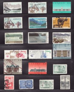 1950's to 1990's / 19 High value used Definitive Canadian Stamps -