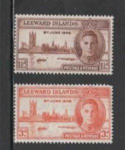 LEEWARD ISLANDS #116-117 1946 PEACE ISSUE MINT VF LH O.G bb