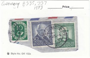 Germany  -  Scott # B335, B337 on piece - semi-postals - Used