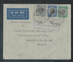 TANGANYIKA (P2809B) 1933 KGV 5C+30C+50C FEEDER SERVICE A/M TO ENGLAND