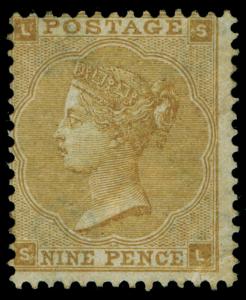 SG87, SCARCE 9d straw, LH MINT. Cat £3750. SL