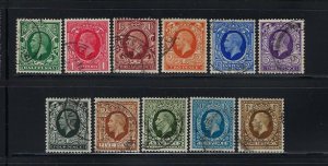 GREAT BRITAIN SCOTT #210-220-1934-36 GEORGE V DEFINITIVES WMK 35- USED