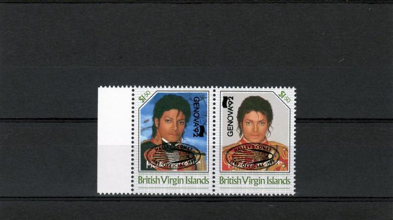 British Virgin Islands 1992 Michael Jackson ovpt.Halley's Comet/Genova