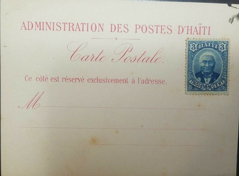 L) 1889 HAITI, GENERAL LOUIS ETIENNE FELICITE SALOMON, 3C, BLUE,WITHOUT