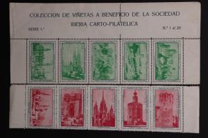 Iberia Spain world architecture Stamp Philatelic club Poster 1930 expo sheet DM