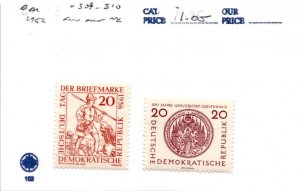 Germany - DDR, Postage Stamp, #309-310 Mint NH, 1956 Greifswald University (AB)