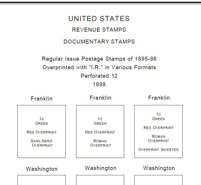 PRINTED U.S. REVENUES 1862-1995 STAMP ALBUM PAGES (297 pages)