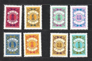RO China- Taiwan 1984-88 Postage Due Stamp (8v Cpt) MNH