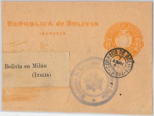 58587 - BOLIVIA - POSTAL HISTORY: part of NEWSPAPER WRAPPER to ITALY - 1909