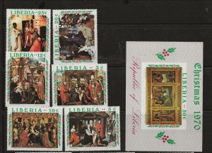 LIBERIA Sc 534-40 NH issue of 1940 - SET+SOUVENIR SHEET - CHRISTMAS - ART