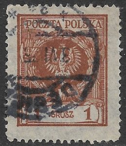 POLAND 1924 1g ARMS OF  POLAND Issue Sc 215 VFU