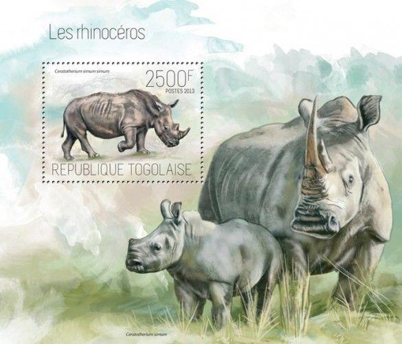 Rhinos Rhinozeros Rhinoceros Fauna Animals Togo MNH stamp set