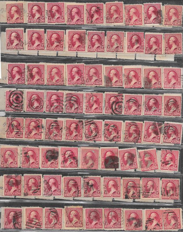 219 D Used 2c. Washingtion, Bulk lot of 864 Stamps, scv: $4,752