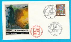Germany 1970 FDC folio print CTO, Scott 1022 Rescuer