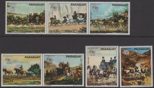 Paraguay 1974 MNH Sc 1536a-g Horse-drawn mail coaches UPU Centenary