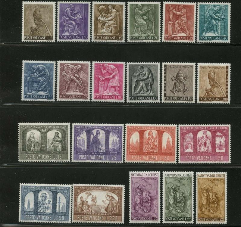 VATICAN Sc#423-38, 445-47, E17-E18 1966 Three Cpl Sets Mint OG NH