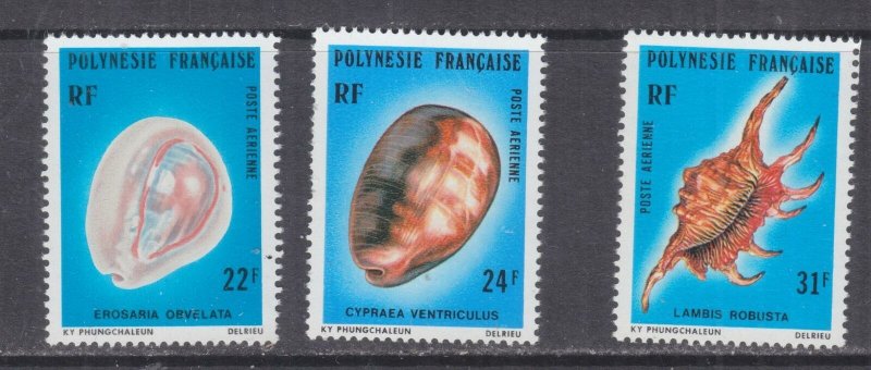 FRENCH POLYNESIA, 1978 Sea Shells set of 3, mnh.