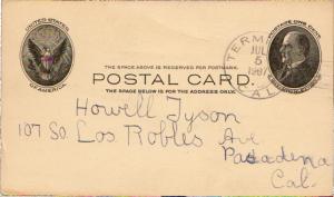 United States California Terminal 1907 doane 2/5  1898-1924  Postal Card.