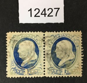 MOMEN: US STAMPS # 182 VF PAIR USED LOT #12427