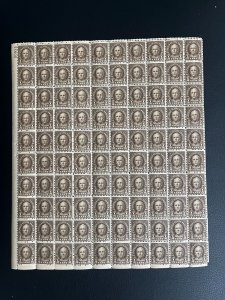 Scott # 653 - 1/2c Olive Brown - Nathan Hale - sheet of 100 MNH