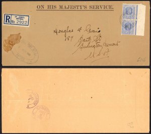 Leeward Islands KGVI OHMS Registered Cover