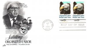 US FIRST DAY COVER ORGANIZED LABOUR FREE ENTERPRISE LOT OF 3 DIFF CACHETS/COMBO