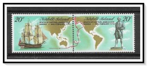 Norfolk Island #243a Captain Cook's Death Pair MNH