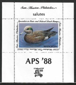 Sam Houston Philatelics, A.P.S. Stamp Show '88, Poster Stamp / Cinderella Label