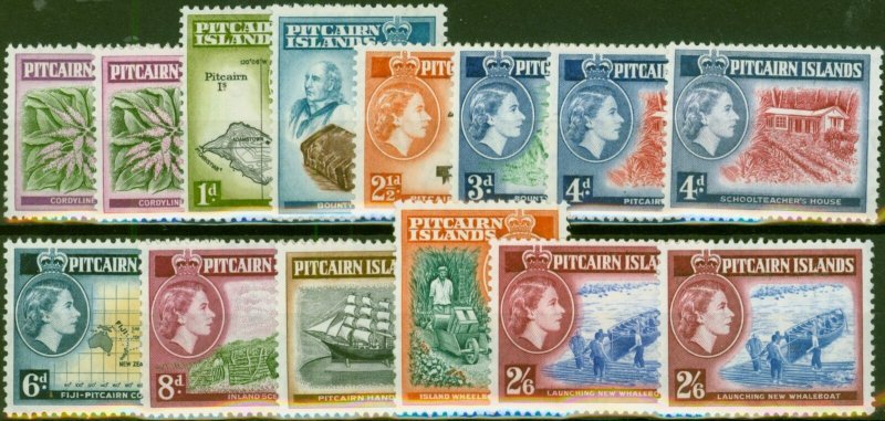 Pitcairn Islands 1957-63 Extended Set of 14 SG18-28a & SG33 V.F & Fresh MM