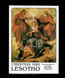 Lesotho 1989 - Velazquez Christmas Art - Souvenir Stamp Sheet - Scott #749 - MNH