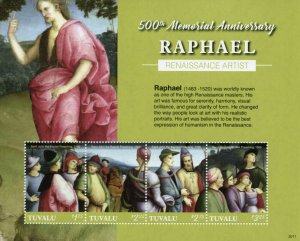 Tuvalu Art Stamps 2020 MNH Raphael Renaissance Artist Paintings 4v M/S